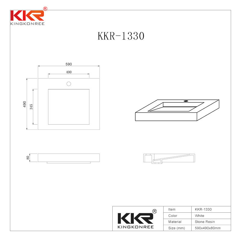 Artificial Stone Acrylic Solid Surface Wall Mount Basin KKR-1330
