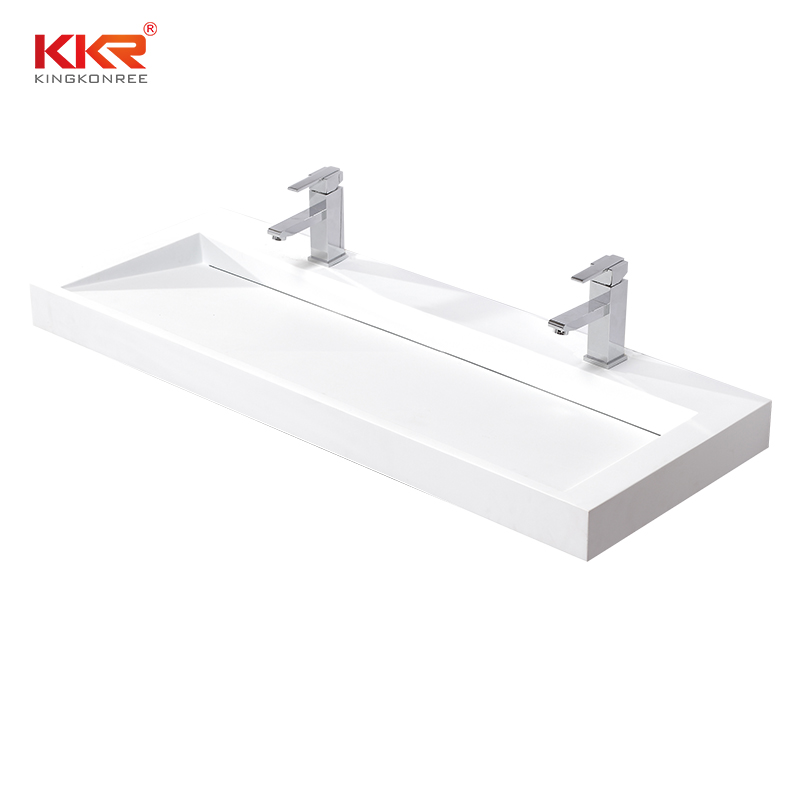 KingKonree Royal White Small Slope Design Solid Surface Cabinet Basin KKR-1264 Cabinet Basin image43