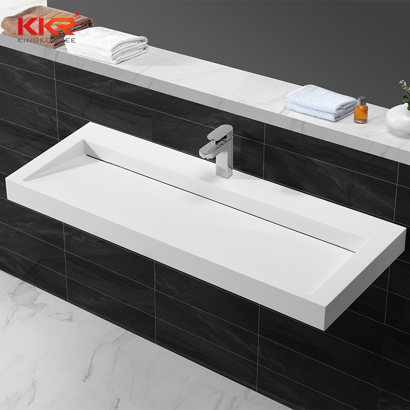 Royal White Small Slope Design Solid Surface Cabinet Basin KKR-1264