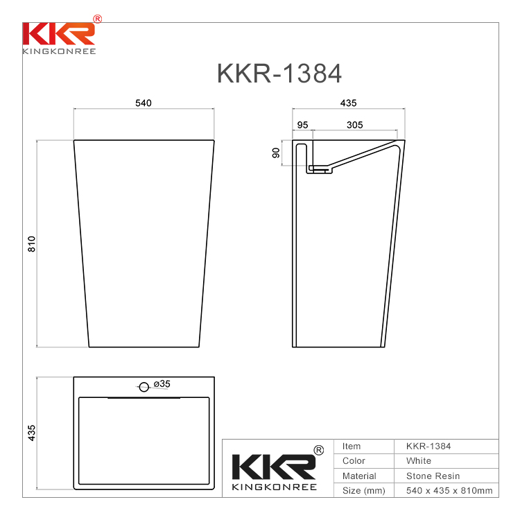 KingKonree Bathroom Ware Acrylic Solid Surface Freestanding Basin KKR-1384 Freestanding Basin image41