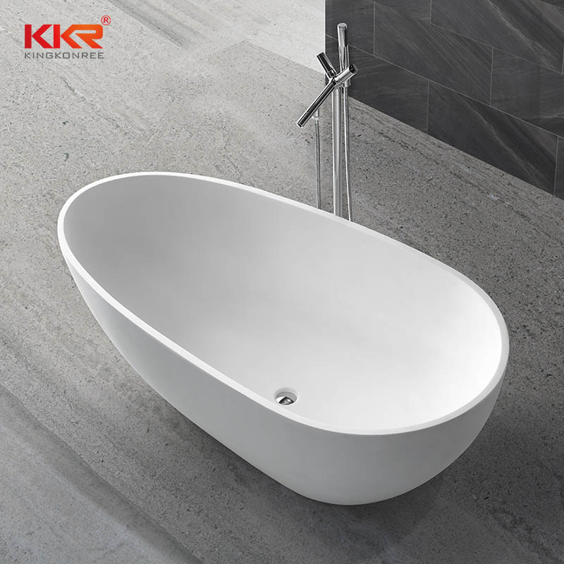 KingKonree Ellipse Oval Shape White Matt Solid Surface Bath Tub KKR-B001 Solid Surface Bathtub image37