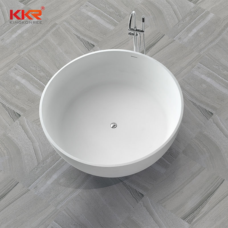 KingKonree Small Size Round Acrylic Solid Surface Freestanding Bathtub KKR-B002 Solid Surface Bathtub image36