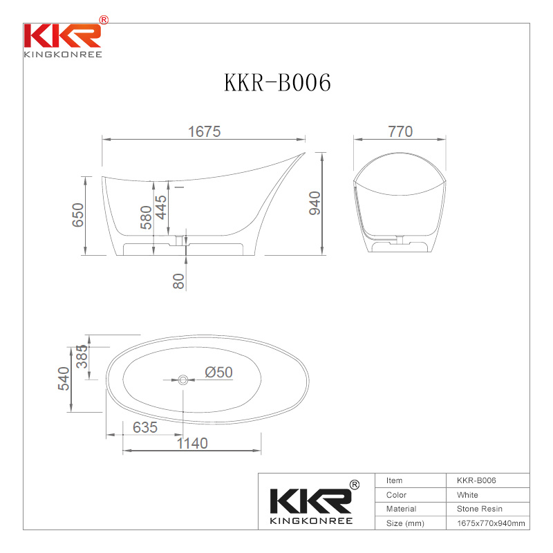 KingKonree China Wholesale Artificial Stone Solid Surface Freestanding Bathtub KKR-B006 Solid Surface Bathtub image31