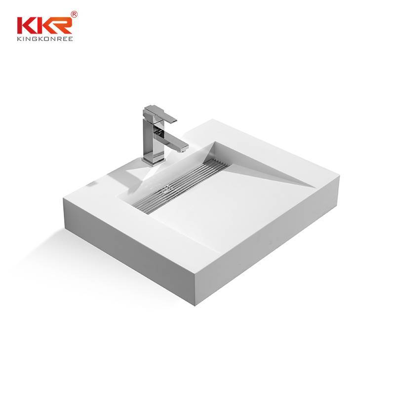 Solid Surface Modern Fancy Unique Wall-hung Basin KKR-1379