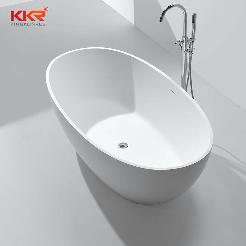 KingKonree Hot Selling Artificial Stone Solid Surface Freestanding Soaking Bathtub  KKR-B003 Solid Surface Bathtub image34