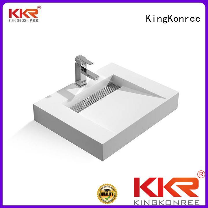 KingKonree Brand bath surface white wall mounted bathroom basin