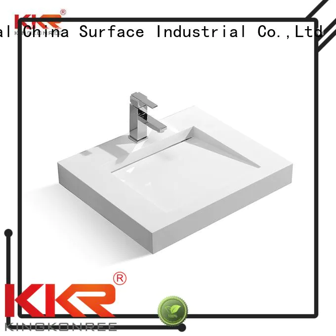 modern white acrylic KingKonree Brand wall mounted bathroom basin factory