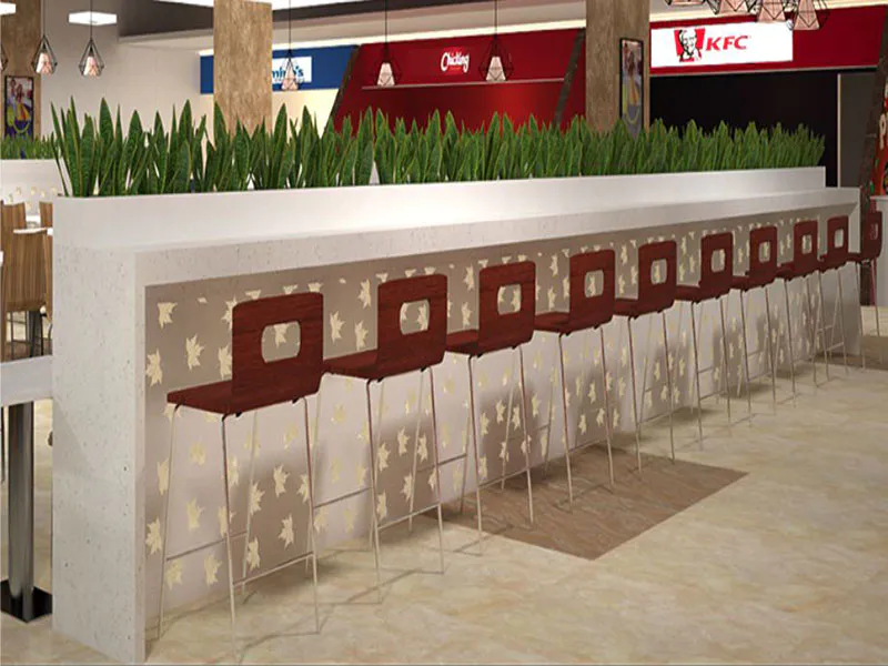 Y-mall Thripryar Food Court Solid Surface Custom-Made Bar Counters and Food Court Tables