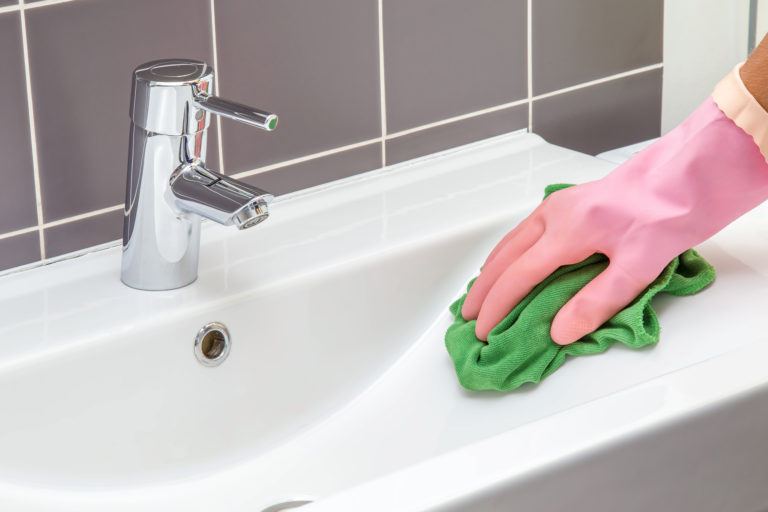 clean stain around bathroom sink drain