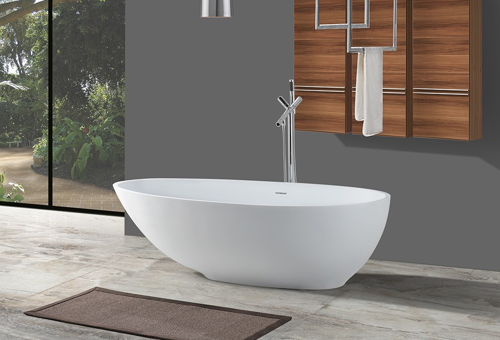 oval Wholesale stone solid surface bathtub KingKonree Brand white shape ellipse