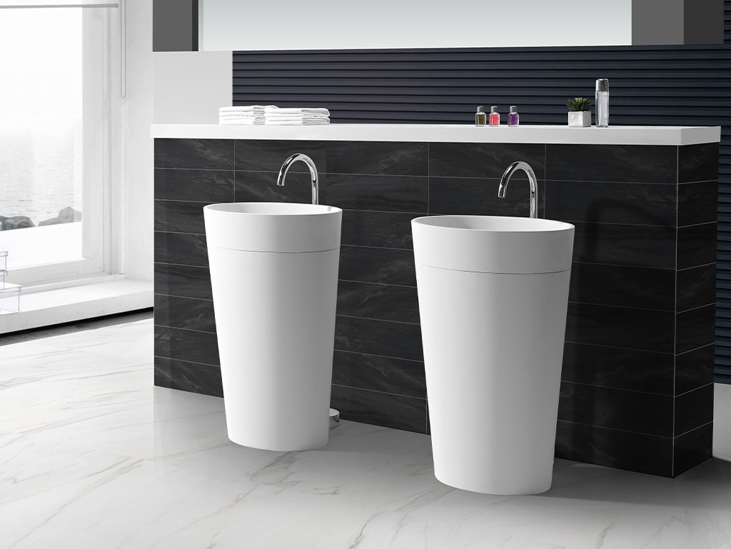 marble free standing wash basin factory price for bathroom