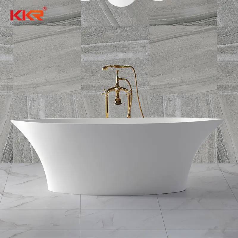 Bathroom furniture polymarble acrylic solid surface freestanding bathtub KKR-B011