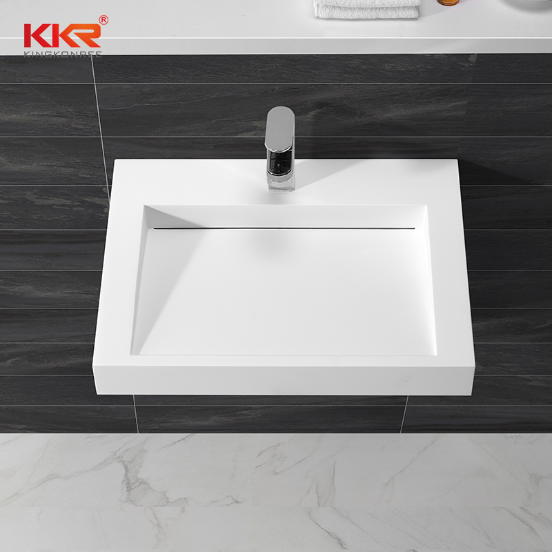 KingKonree Best selling modern design solid surface square wall hung wash basin KKR-1260 Wall Mount Basin image19