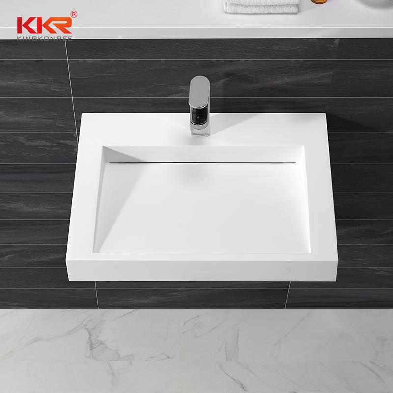 Best selling modern design solid surface square wall hung wash basin KKR-1260