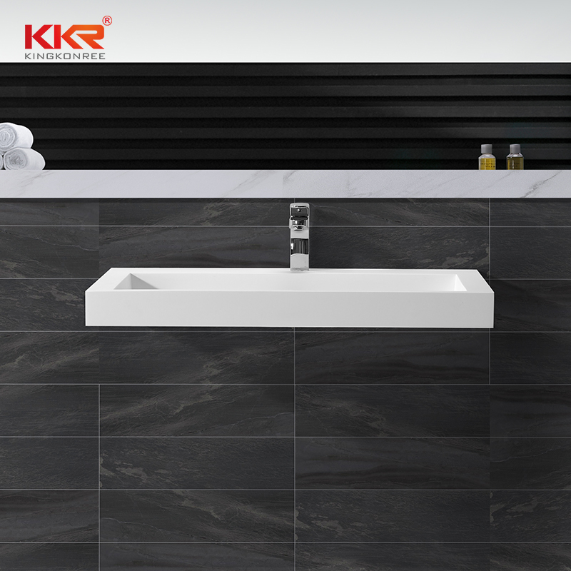 Rectangle acrylic solid surface wall hung basin with slope design KKR-1262