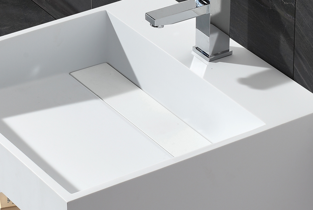 Small Size Artificial Stone Acrylic Solid Surface Square Wall Hang Wash Basin KKR-1360
