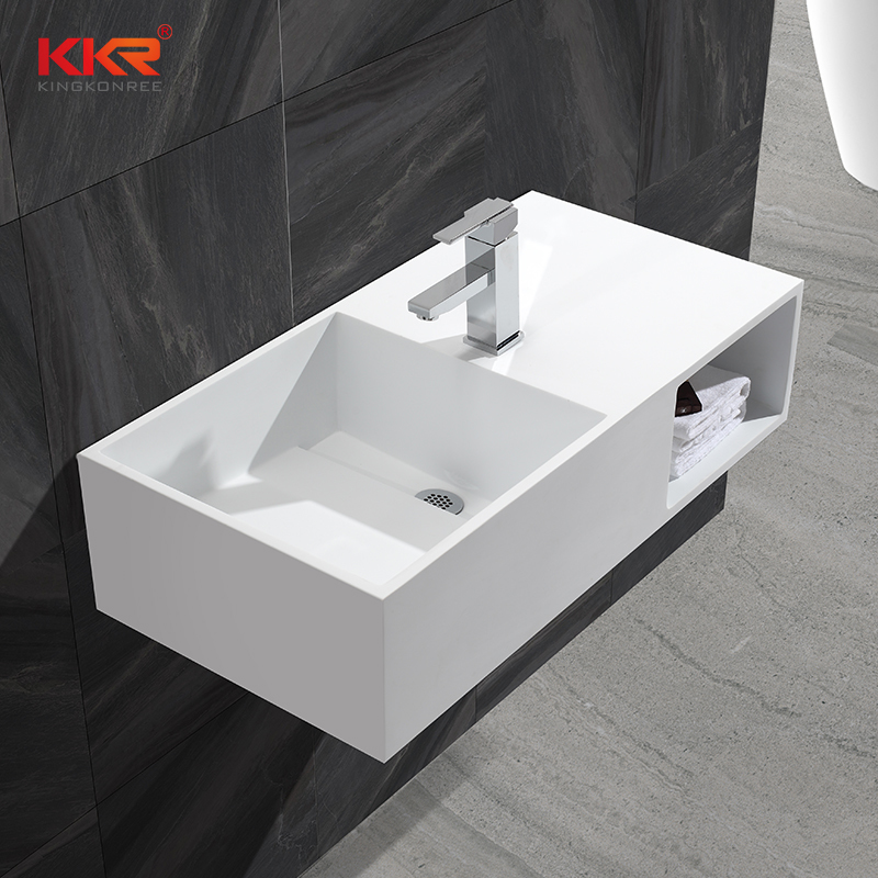 Bath ware acrylic solid surface artificial stone wall mounted wash basin KKR-1369