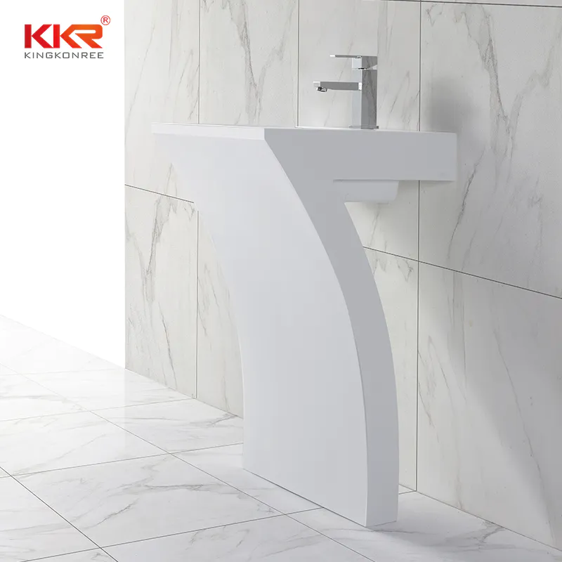 7 Shape unique design acrylic marble solid surface free standing wash basin KKR-1393