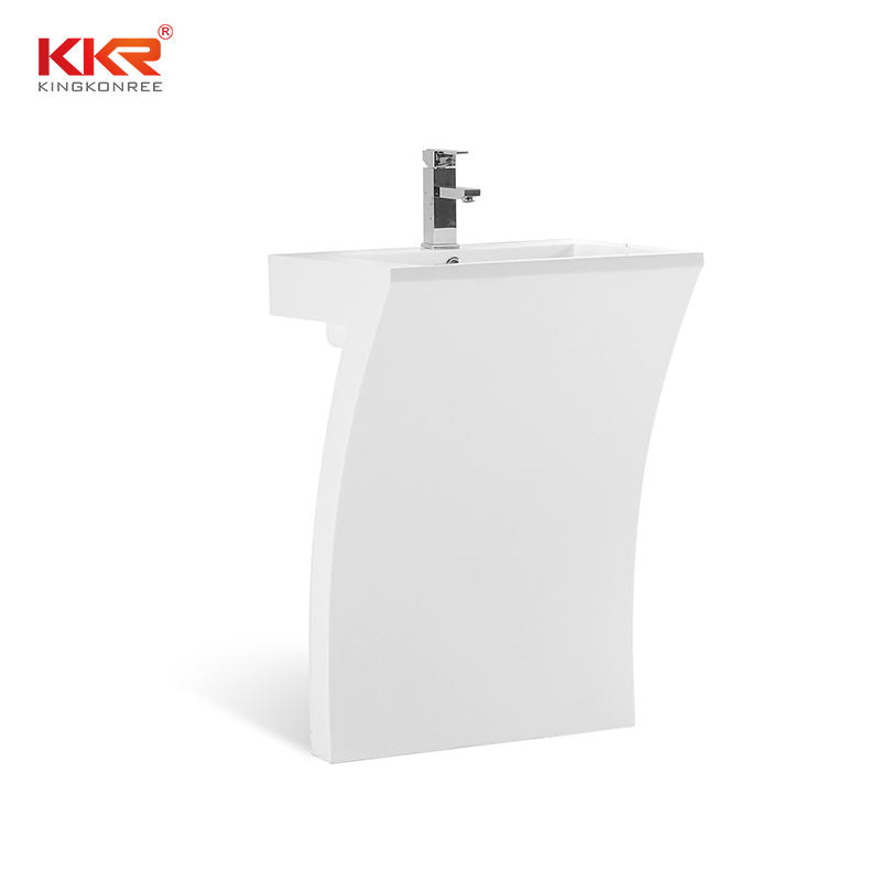 7 Shape unique design acrylic marble solid surface free standing wash basin KKR-1393