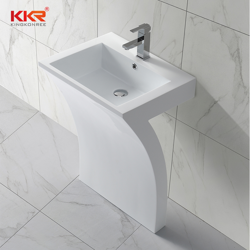 KingKonree 7 Shape unique design acrylic marble solid surface free standing wash basin KKR-1393 Freestanding Basin image11