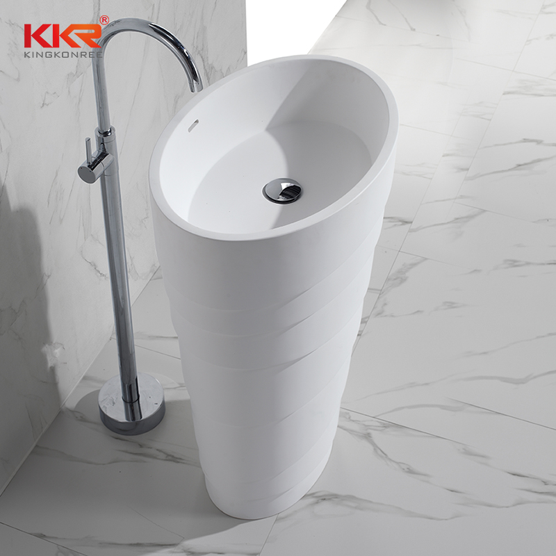 KingKonree New design artificial marble solid surface freestanding wash basin KKR-1398 Freestanding Basin image9