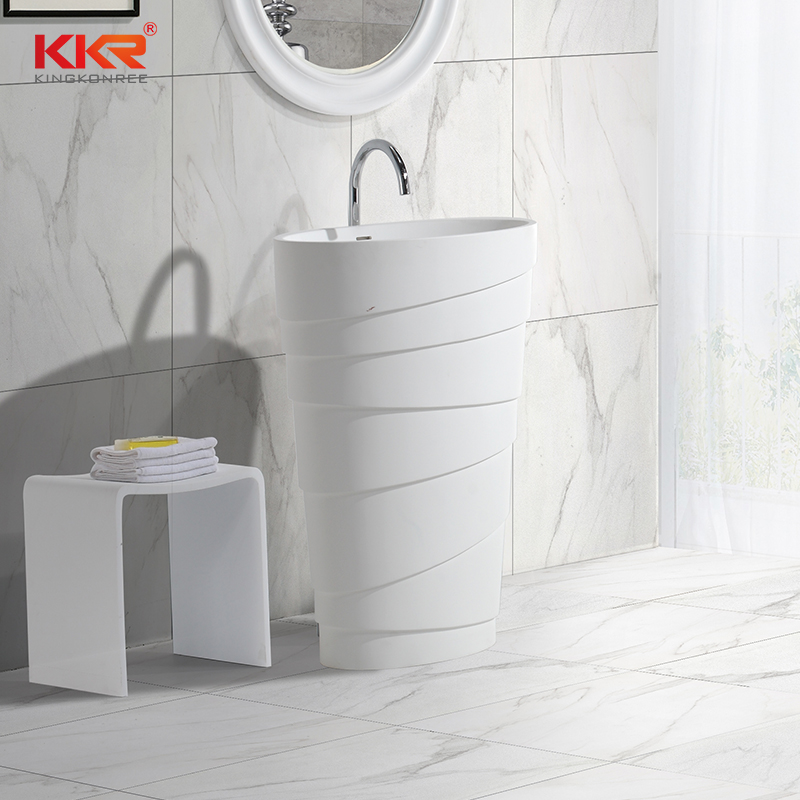 KingKonree New design artificial marble solid surface freestanding wash basin KKR-1398 Freestanding Basin image9