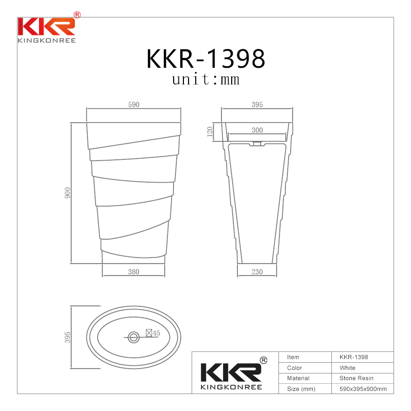 KingKonree New design artificial marble solid surface freestanding wash basin KKR-1398 Freestanding Basin image9