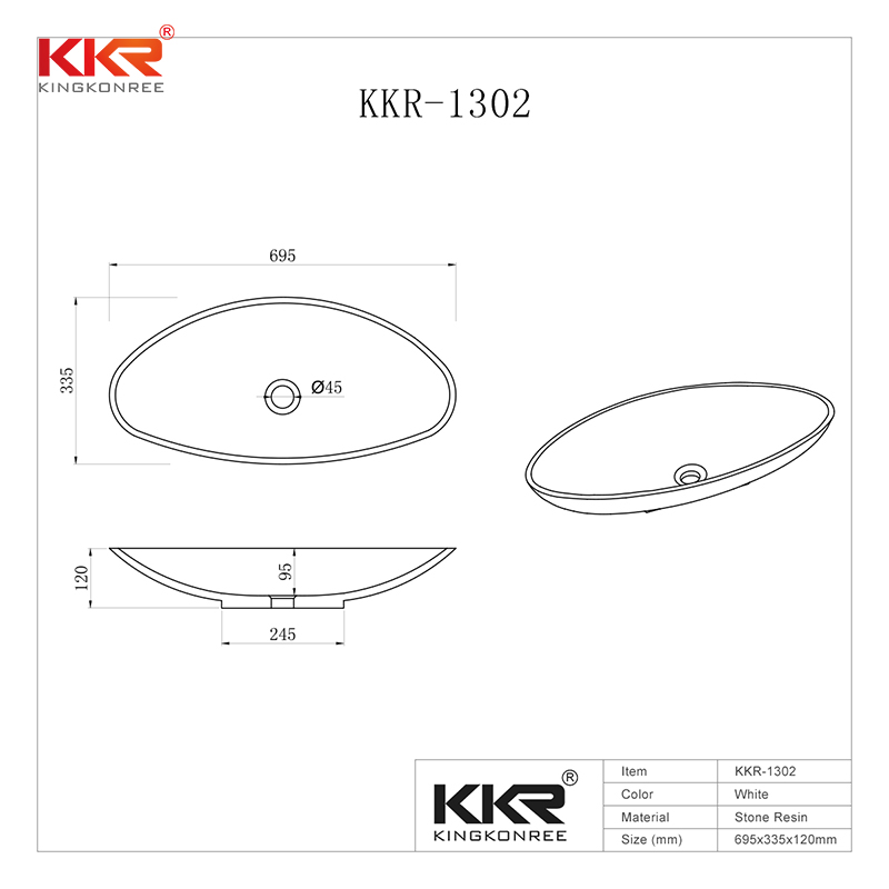 KingKonree Solid Surface Countertop Basin KKR-1302 Above Counter Basin image3