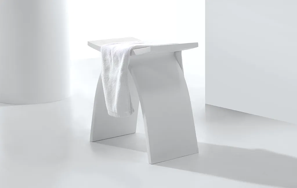 Design White Acrylic Solid Surface Bathroom Stool KKR-Stool-A