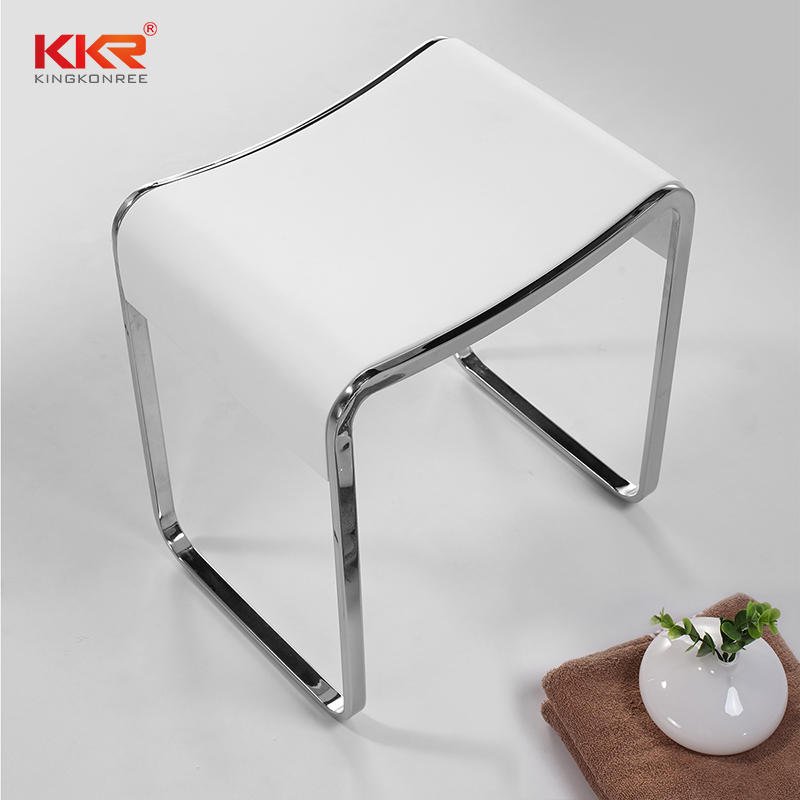 Acrylic Solid Surface Bath Stool With Stainless Steel Connecting Design KKR-Stool-E