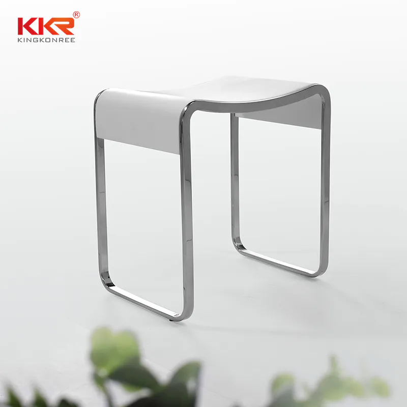 Acrylic Solid Surface Bath Stool With Stainless Steel Connecting Design KKR-Stool-E