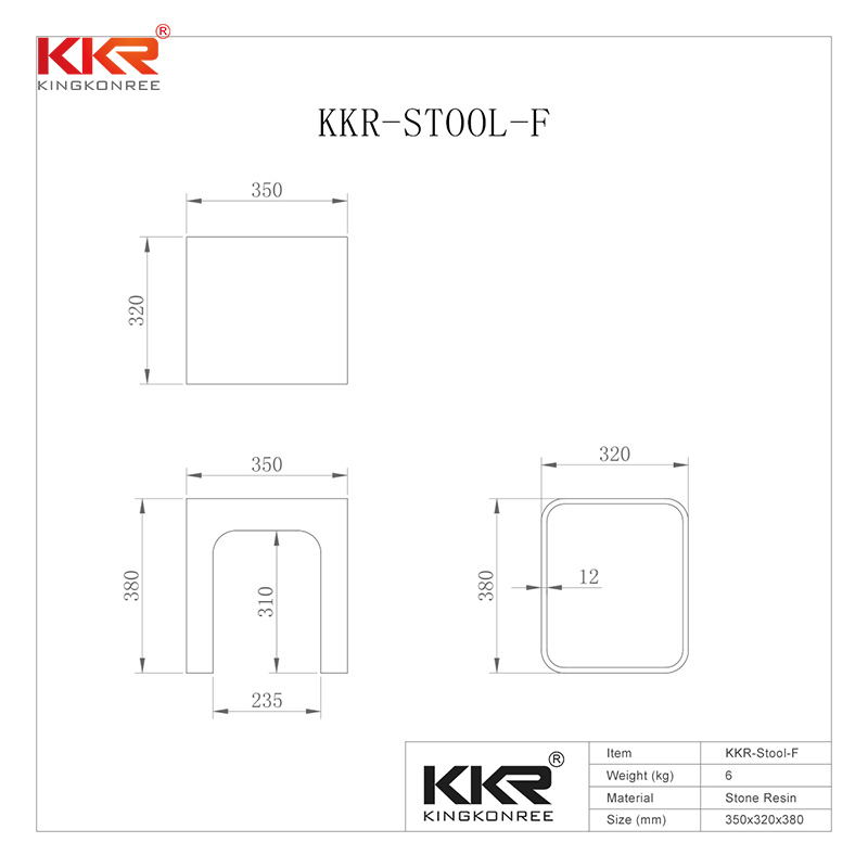 New Design Artificial Stone Acrylic Solid Surface Bathroom Stool KKR-Stool-F