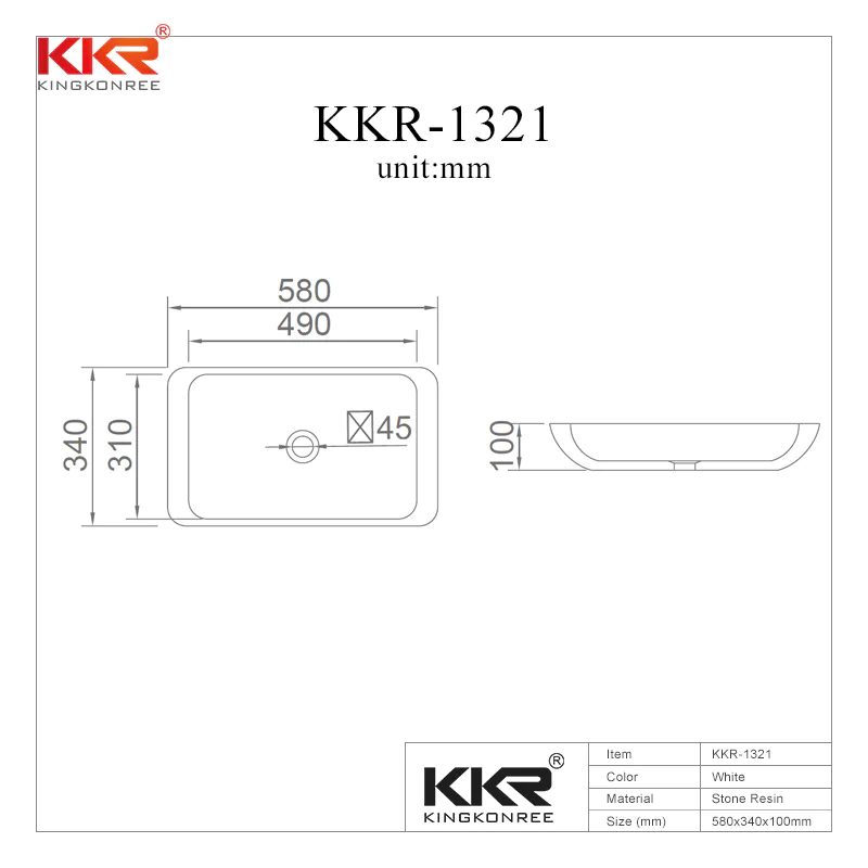 High Quality Above Counter Acrylic Solid Surface Basin With Competitive Price KKR-1321