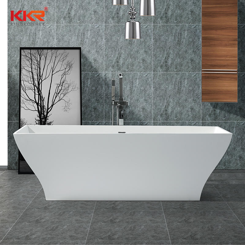 Rectangle Unique Design Polymarble Acrylic Solid Surface Freestanding Soaking Bathtub KKR-B052