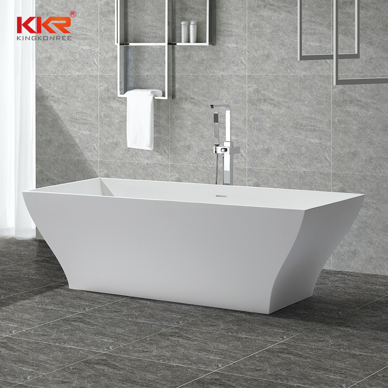 Rectangle Unique Design Polymarble Acrylic Solid Surface Freestanding Soaking Bathtub KKR-B052