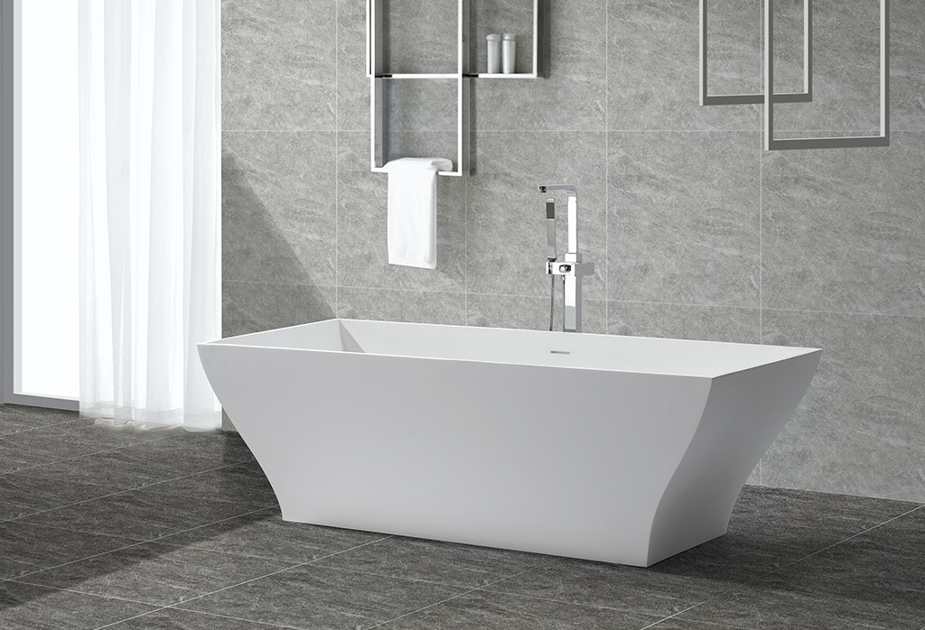 highend size white Solid Surface Freestanding Bathtub KingKonree manufacture