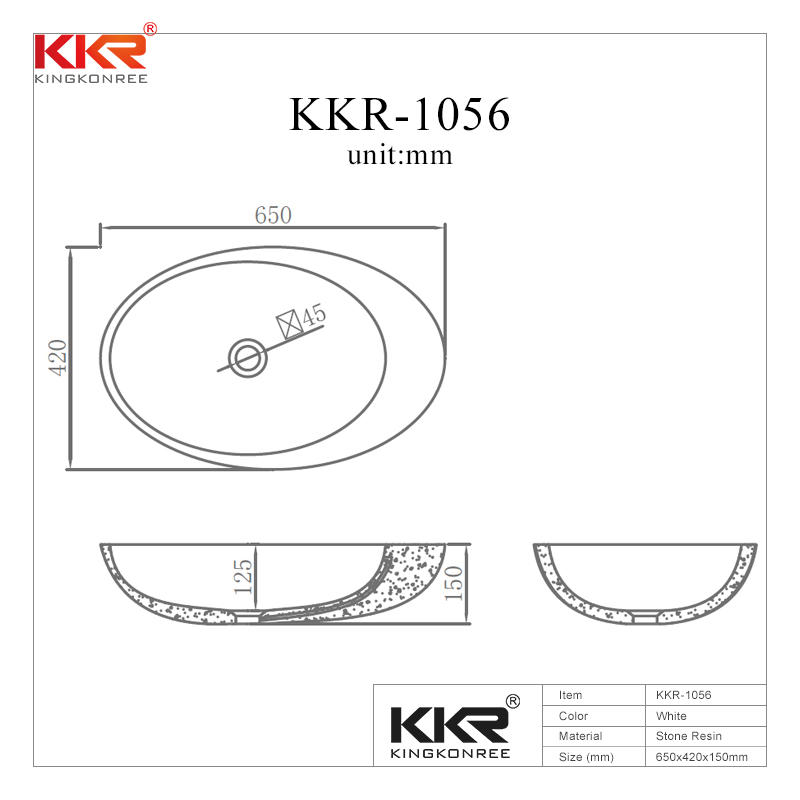 Egg Shape Resin Stone Acrylic Solid Surface Countertop Wash Basin KKR-1056