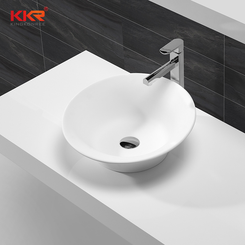 Bowl Shape Artificial Marble Solid Surface Acrylic Stone Countertop Wash Basin KKR-1508