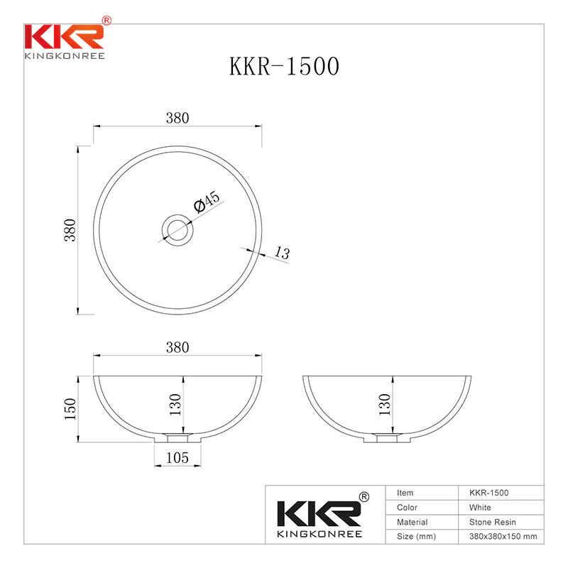 Small Size Round Solid Surface Wash Basin KKR-1500