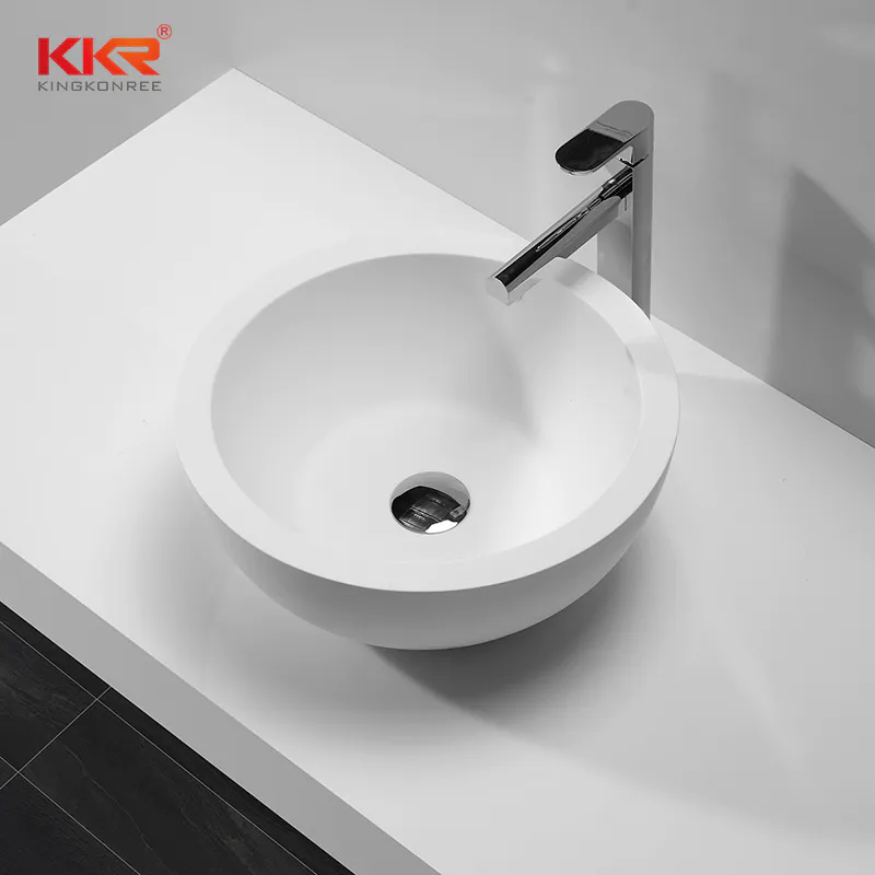 422mm Diameter Artistic Round Solid Surface Above Counter Basin KKR-1501