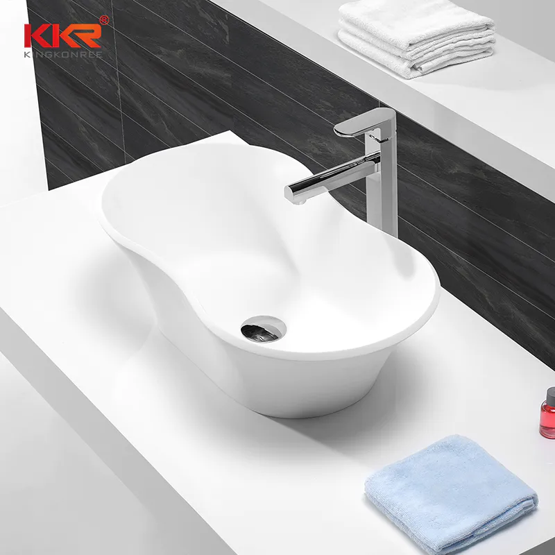 High-end Acrylic Marble Solid Surface Lavatory Wash Basin KKR-1504