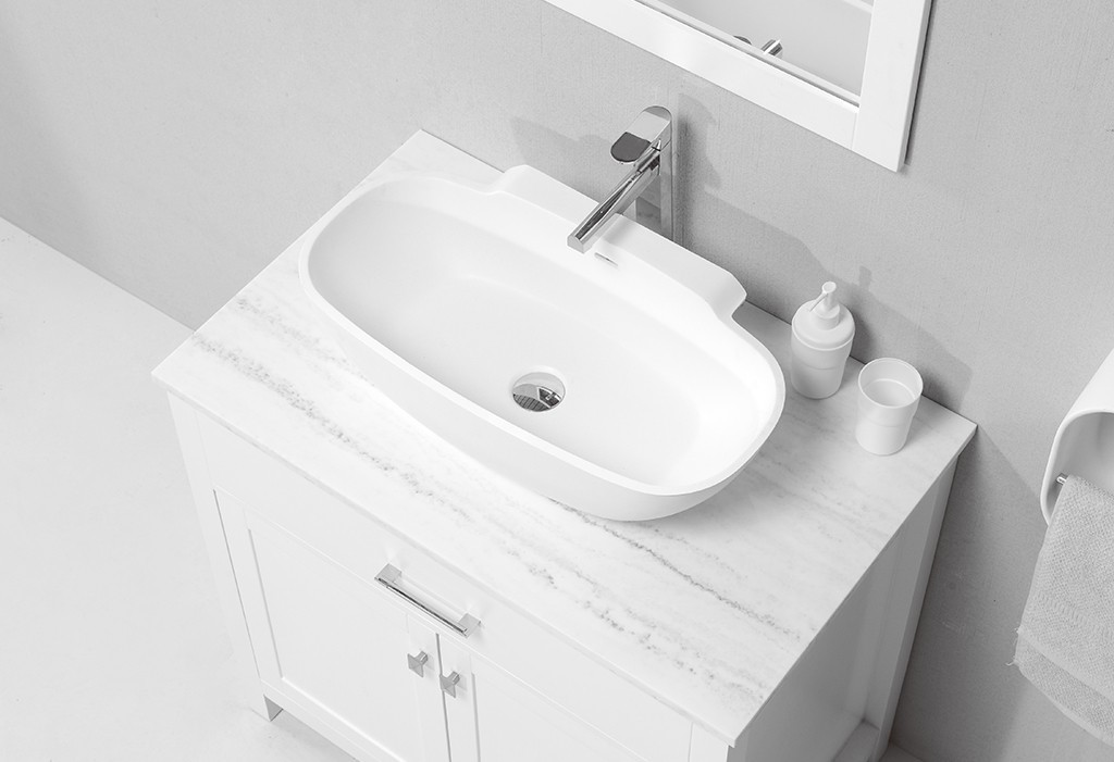 marble above counter vessel sink design for room