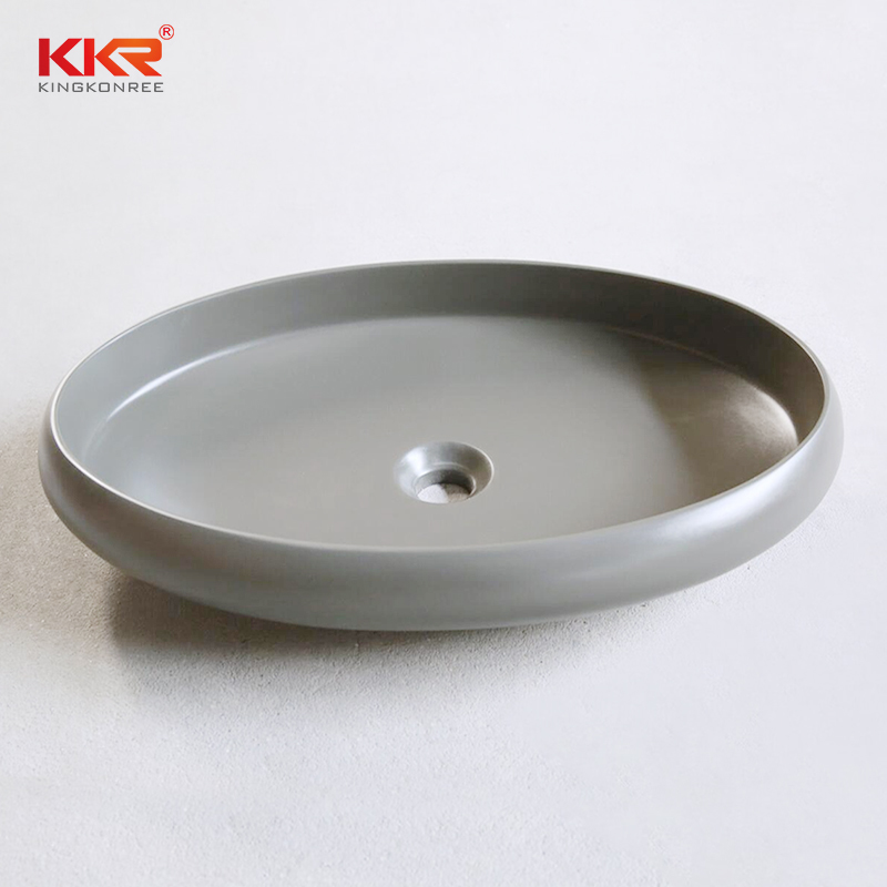 New Design Round Shape Acrylic Solid Surface Above Counter Wash Basin KKR-1153