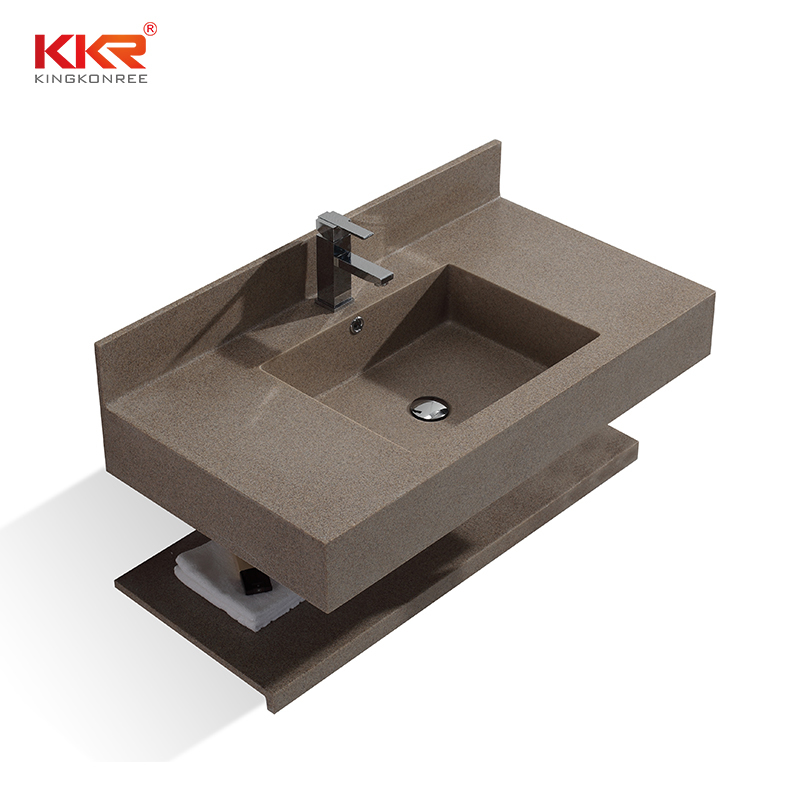 Coffee Brown Chips Color Acrylic Solid Surface Wall Mount Wash Basin KKR-1377