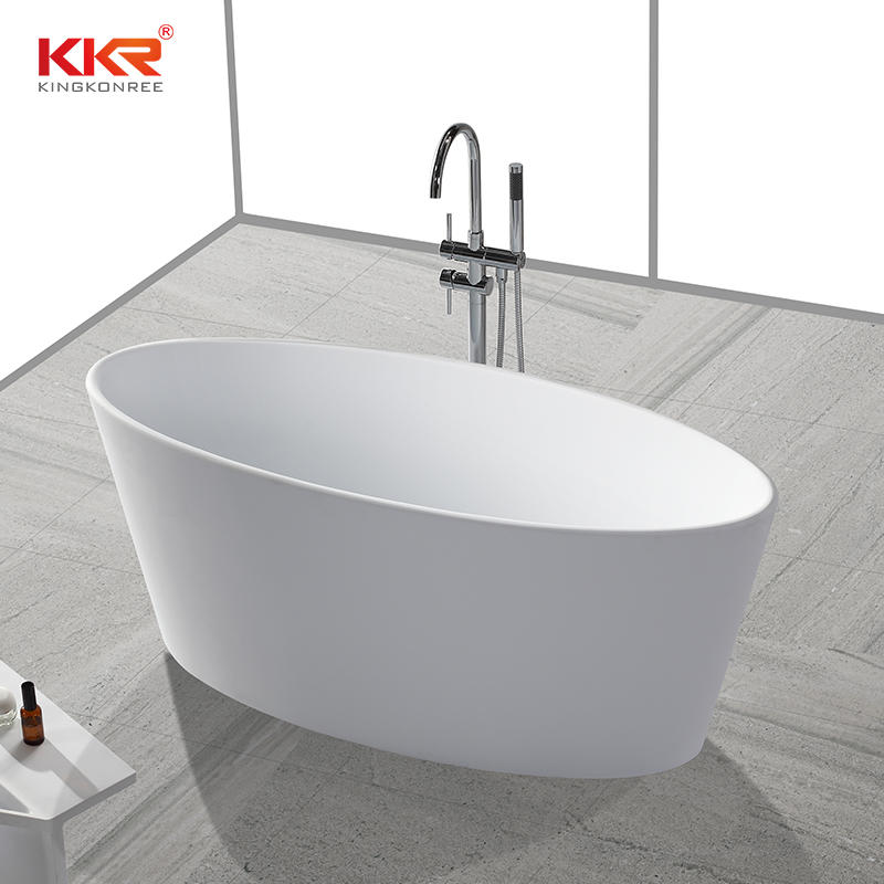 Small Size Oval Shape Acrylic Solid Surface Freestanding Soaking Bathtub KKR-B032
