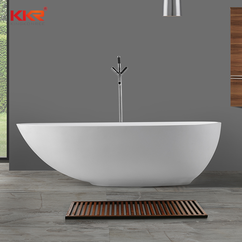 Modern Oval Shaped Solid Surface Resin Stone Freestanding Bathtub  KKR-B033