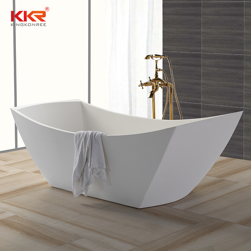 Elegant Design Royal White Polymarble Acrylic Solid Surface Soaking Bathtub KKR-B038