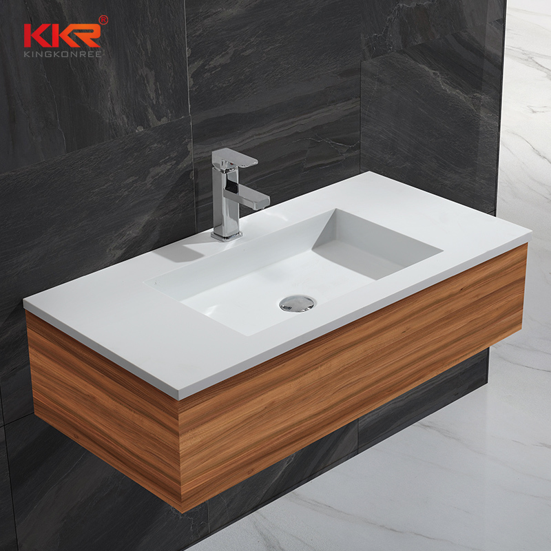 Straight Flange Rectangle Acrylic Solid Surface Cabinet Basin KKR-1354