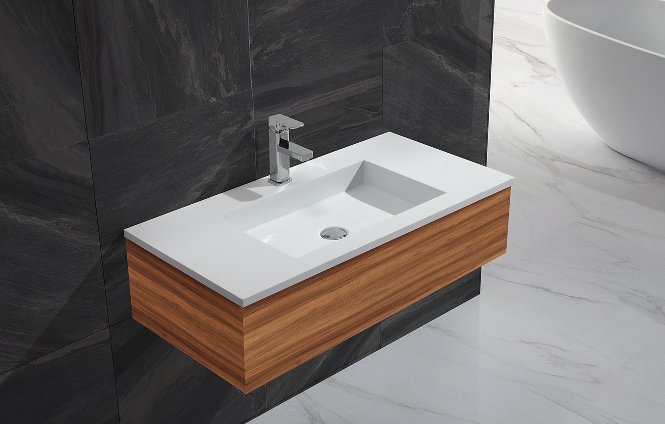 KingKonree marble corner basin and cabinet dark for bathroom