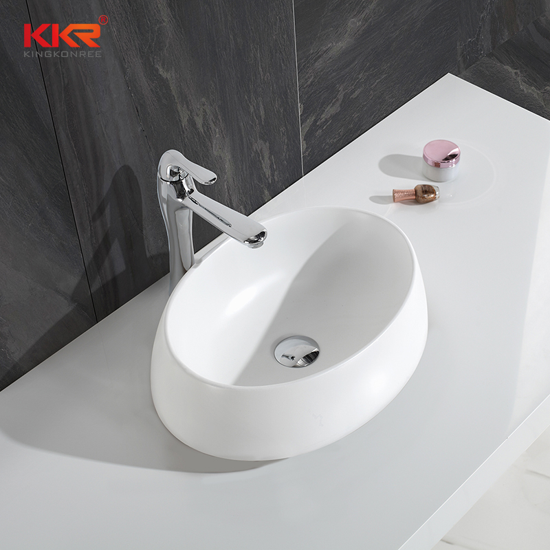 Ellipse Small Size Artificial Stone Acrylic Resin Stone Solid Surface Wash Basin KKR-1308